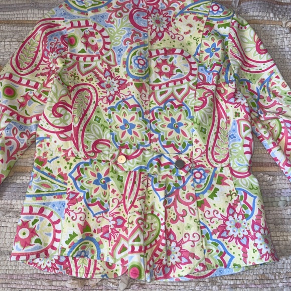 Lilly & Van Colorful Paisley Print Denim Button Up Jacket / Blazer Size Small - Picture 7 of 7